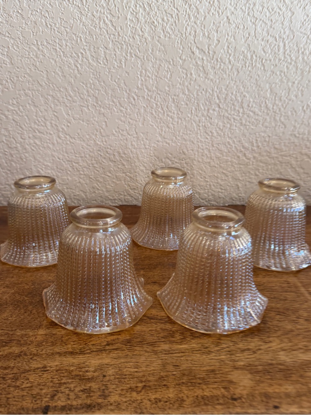 (5) Vintage Iridescent Hobnail Vanity Light Fan Cover Ruffled Nouveau Hollywood